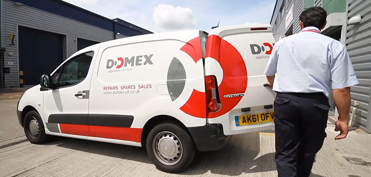 Domex Van Outside Industrial Warehouse